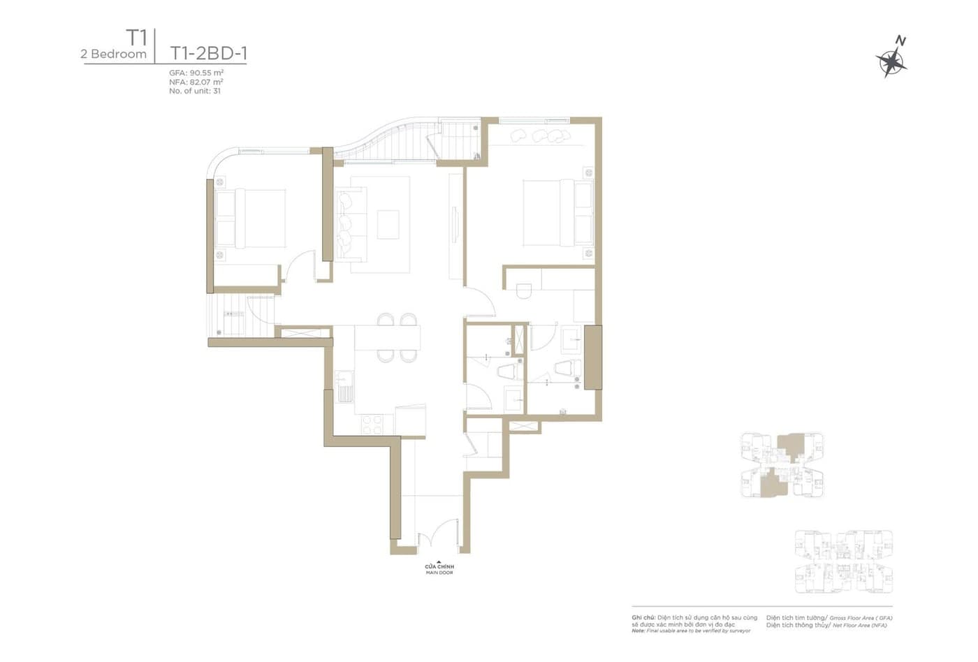 Căn Hộ 1 Phòng Ngủ (1BR)
